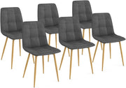 Set di 6 sedie da pranzo MILA in velluto grigio scuro con gambe effetto legno