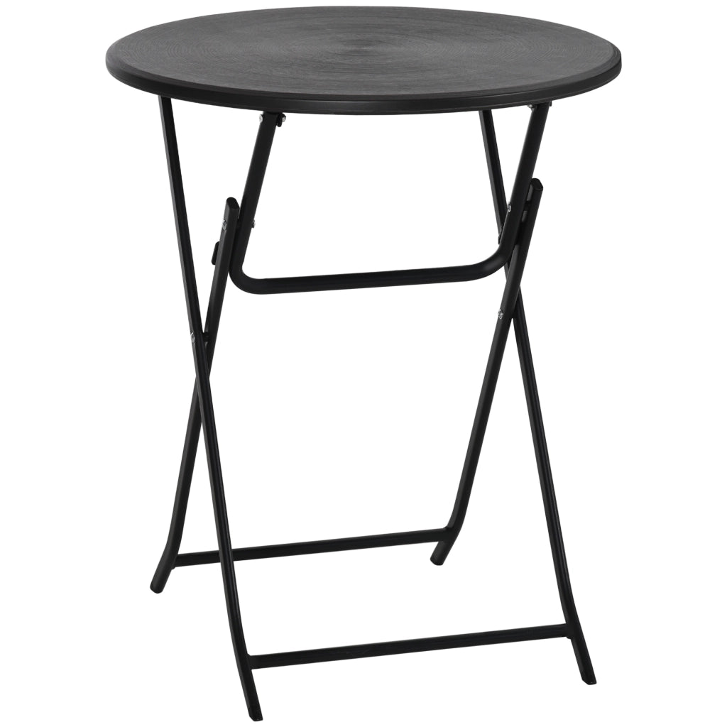 Tavolo da Giardino Rotondo e Pieghevole in Acciaio e HDPE, ?60x73 cm, Grigio Scuro