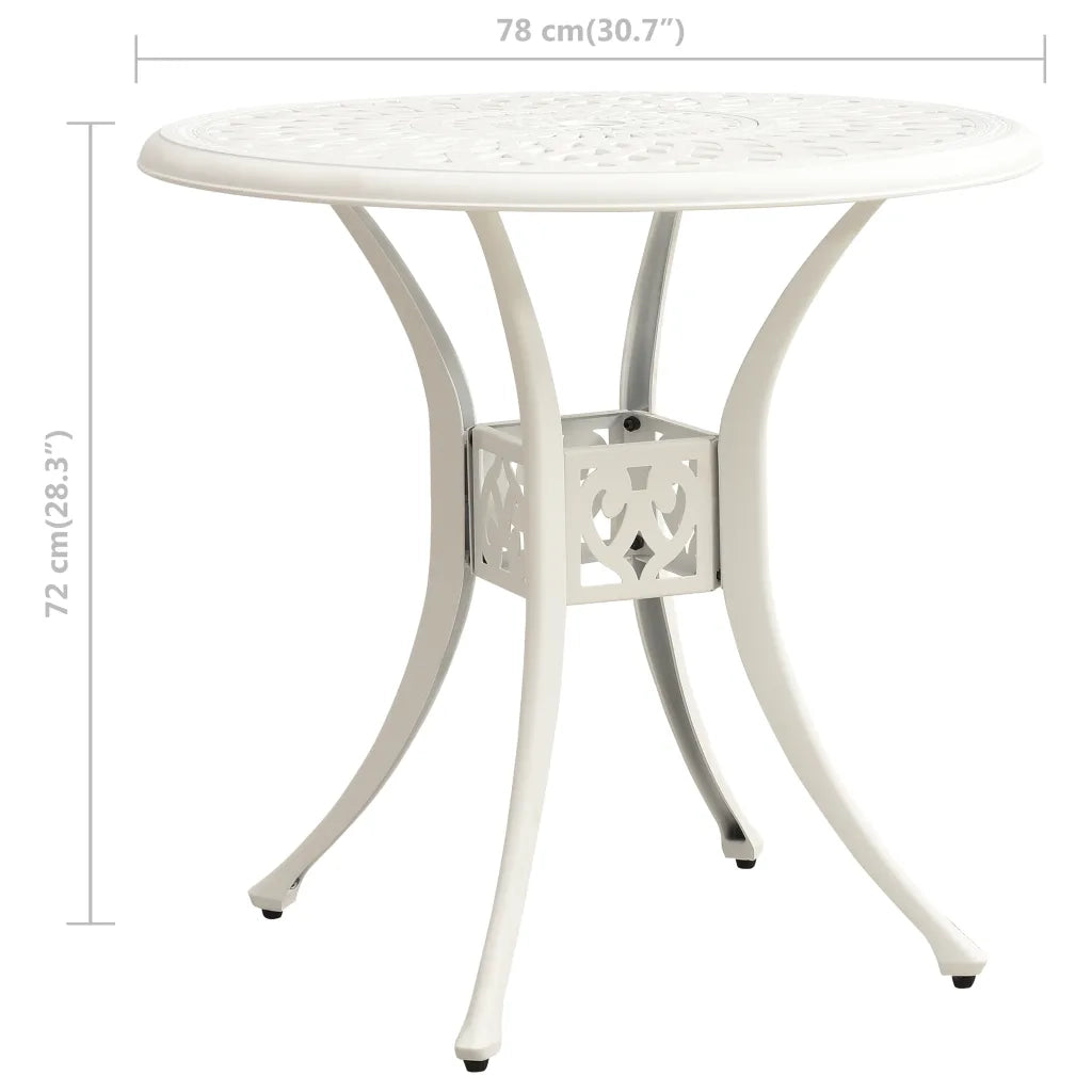 Tavolo da Giardino Bianco 78x78x72 cm in Alluminio Pressofuso 315584