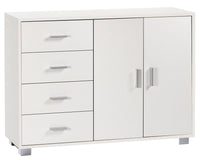 Madia 2 Ante 4 Cassetti 116x86x41 cm Bianco Fiammato