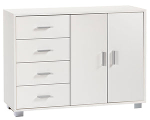 Madia 2 Ante 4 Cassetti 116x86x41 cm Bianco Fiammato