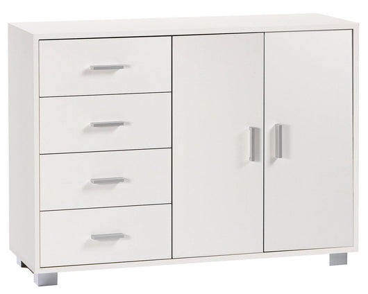 Madia 2 Ante 4 Cassetti 116x86x41 cm Bianco Fiammato