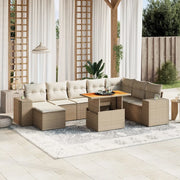 Set Divano da Giardino 9 pz con Cuscini Beige in Polyrattan 3272773