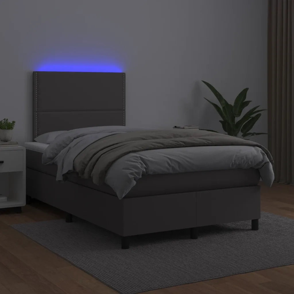 Giroletto Molle con Materasso e LED Grigio 120x190cm Similpelle 3270291