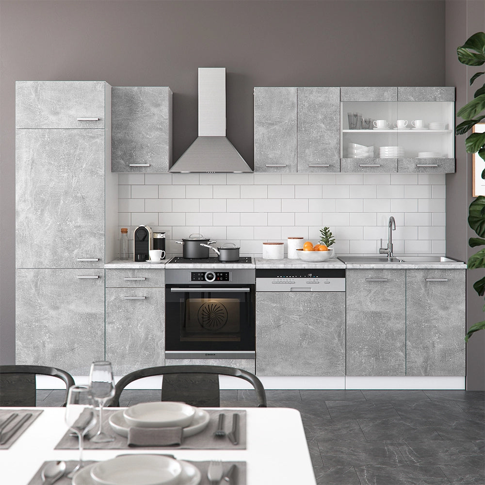 Vicco Cucina componibile Calcestruzzo 300 cm , PL Marmo