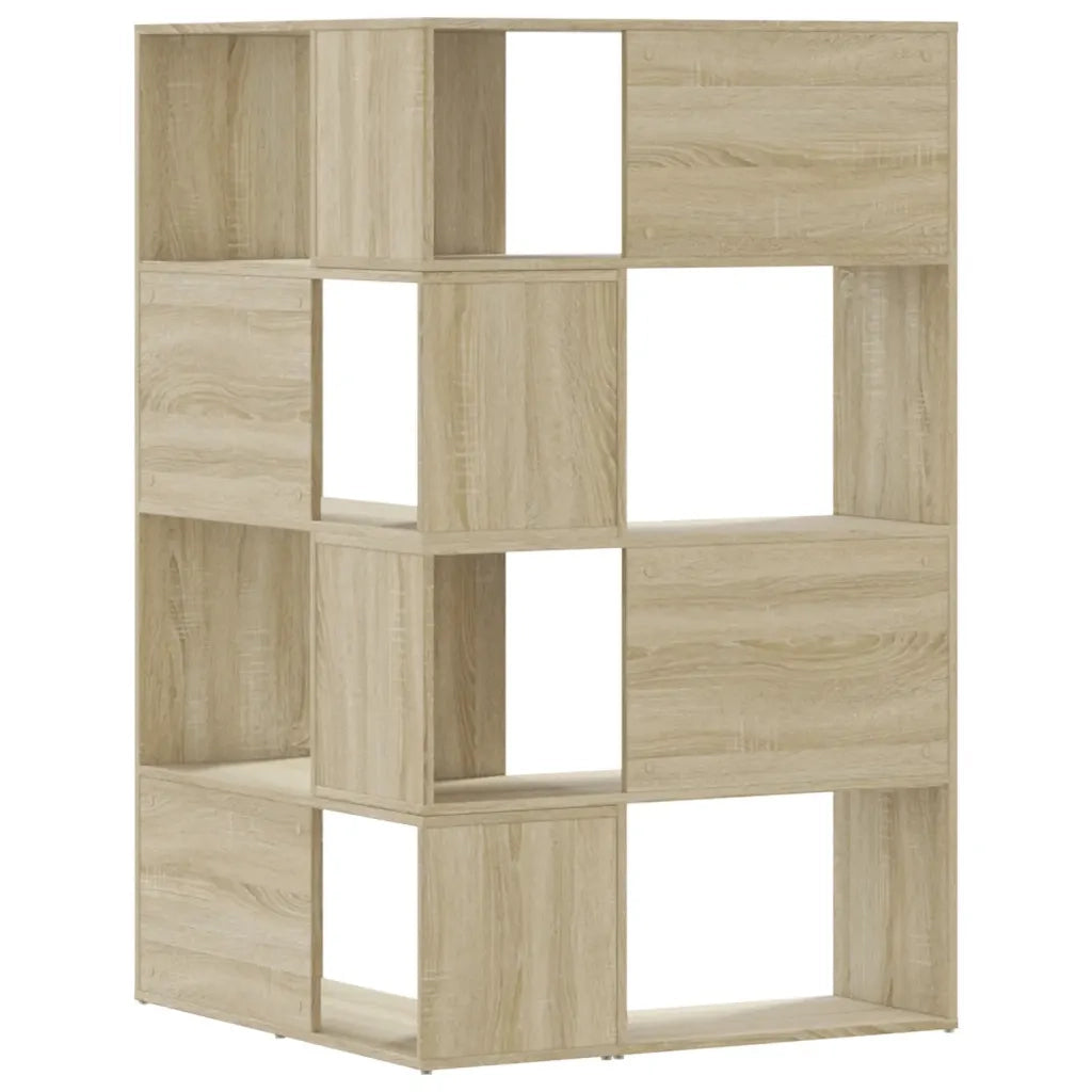 Libreria Angolare 4 Ripiani-Scaffale per Libri-Mobile di Stoccaggio Rovere Sonoma 85x85x140cm Truciolato