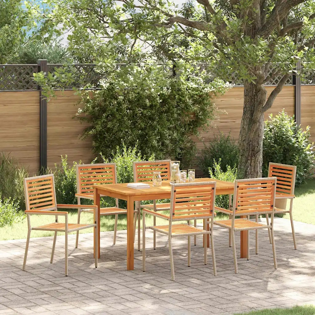 Set da Pranzo per Giardino 7 pcs Beige Legno di Acacia Massello 3365540