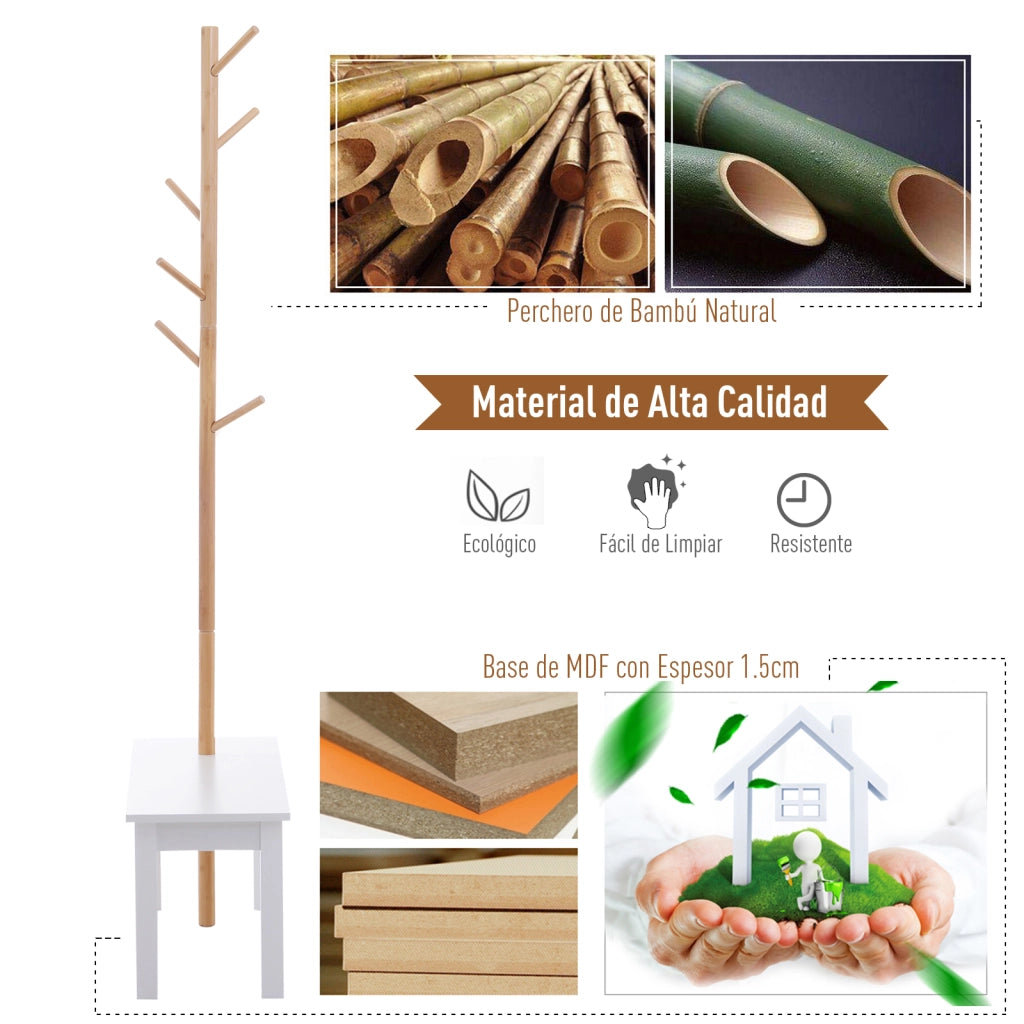 Appendiabiti con panca e scaffale ¨C zephmum ¨C Bamb¨´ e MDF 80x30x180cm