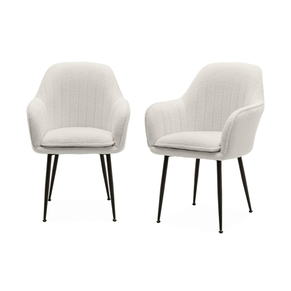 Set 2 poltrone bouclé, gambe in metallo, bouclé bianco