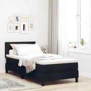 Letto a Box Spring con Materasso & LED Nera 80x200 cm in Tessuto