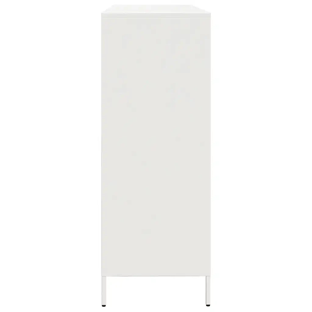Credenza Bianca 135x39x103,5 cm in Acciaio Laminato a Freddo
