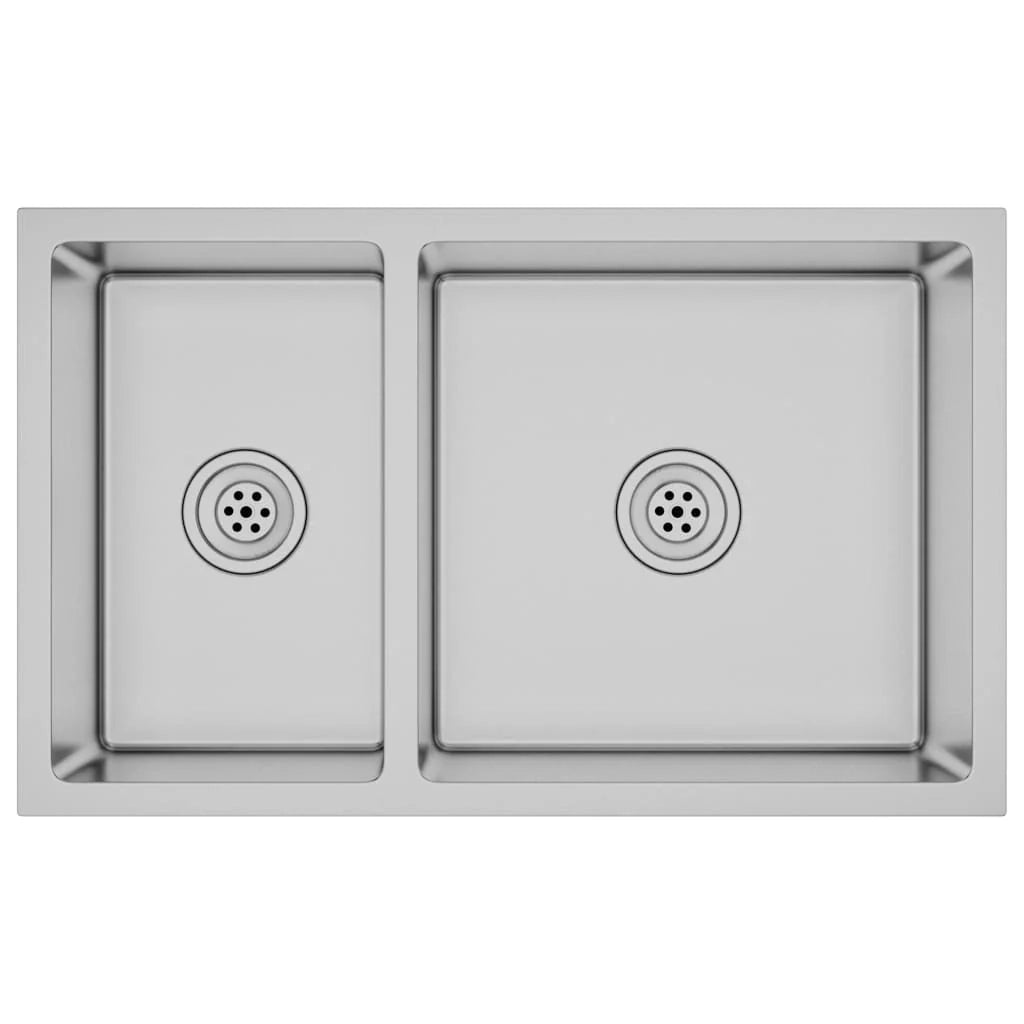 Lavello da cucina lavello da incasso per interni domestici montaggio dall'alto o dal basso resistente ai graffi e agli urti 71,5 x 44 cm acciaio inox 02_0002477