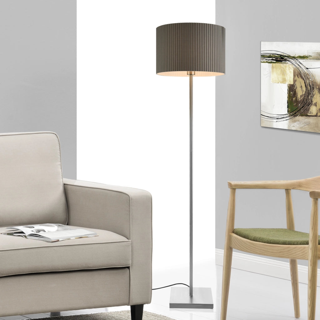 Lampada da Terra Coimbra con Paralume Cilindrico in Tessuto Grigio lux.pro