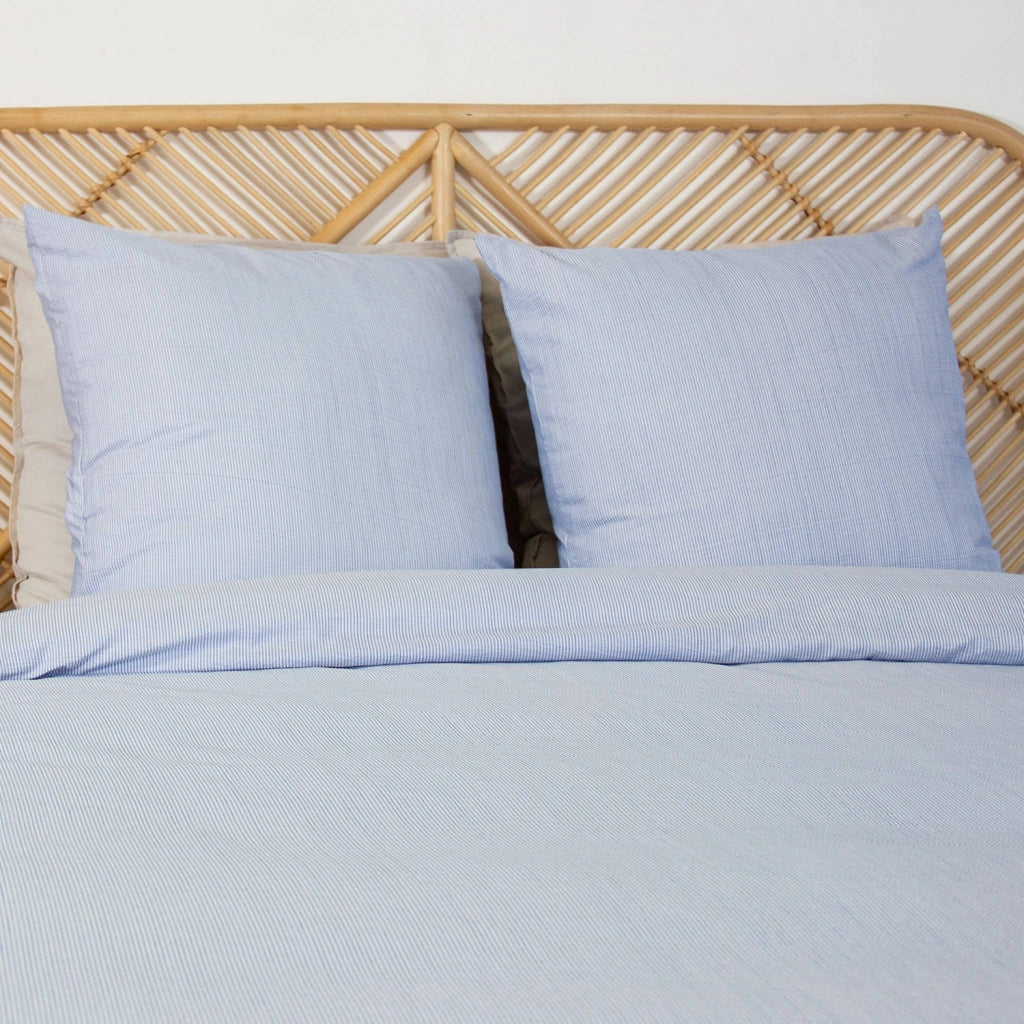 Set biancheria da letto in microfibra a righe blu, 2 posti