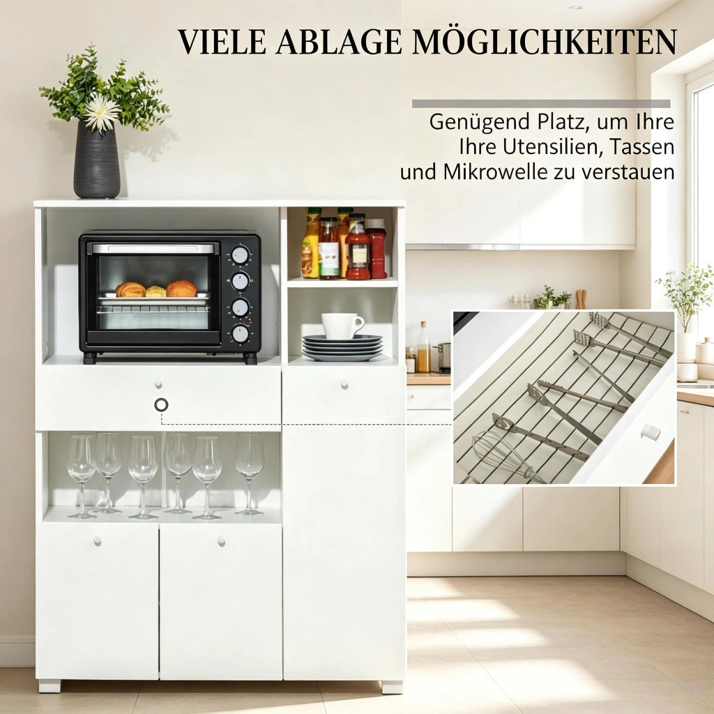 Mobile contenitore da cucina con 2 ante; 4 nicchie; cassetto estraibile; per cucina e soggiorno; 90 × 40 × 120 cm