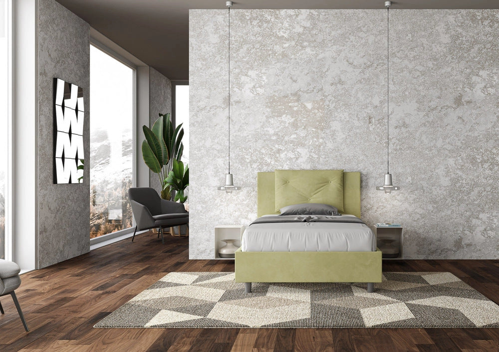 Letto 1 Piazza e Mezzo 120x200 cm con Rete e Contenitore Appia Tè Verde