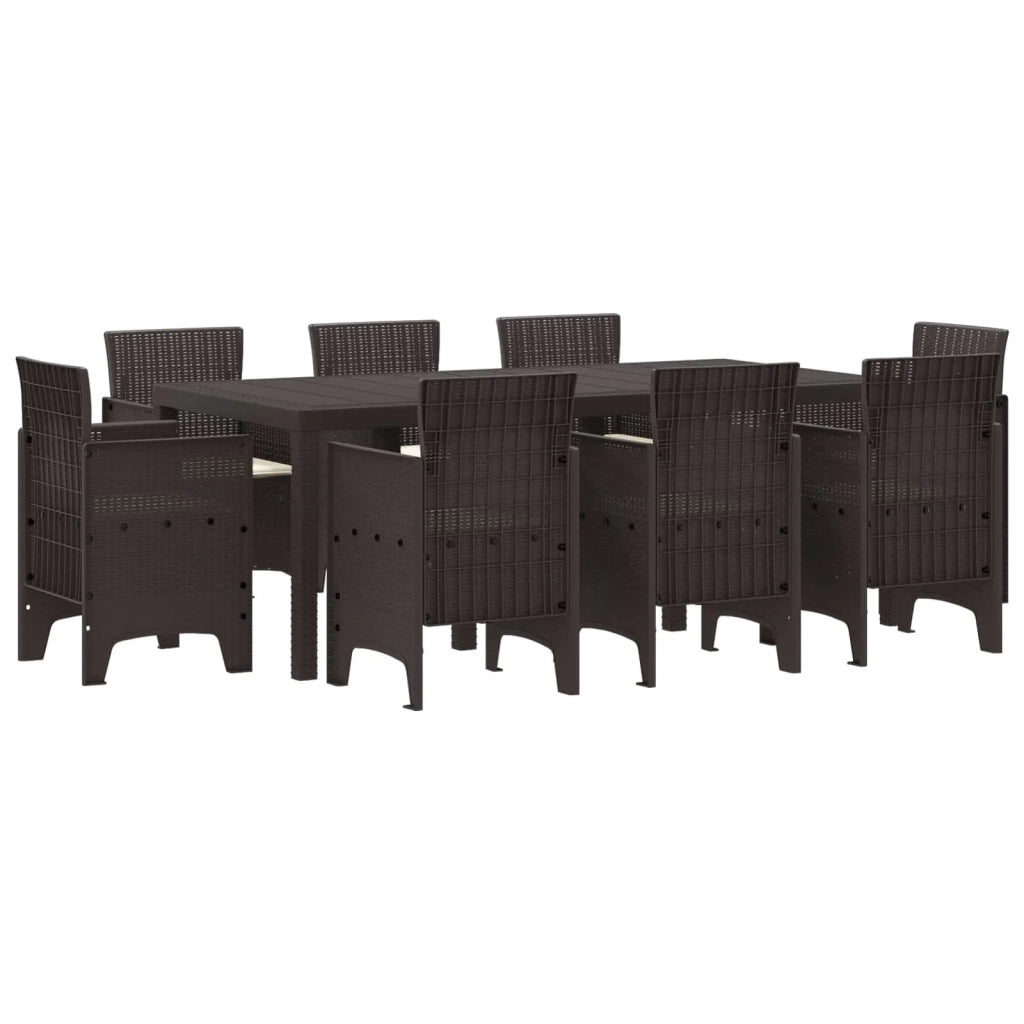 Set da Pranzo per Giardino 9 pcs Marrone Polipropilene