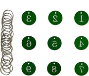 Etichette numeriche in alluminio 35MM - Set di etichette ID rotonde con chiave per ristorante, hotel, dormitorio - verde (1-100)