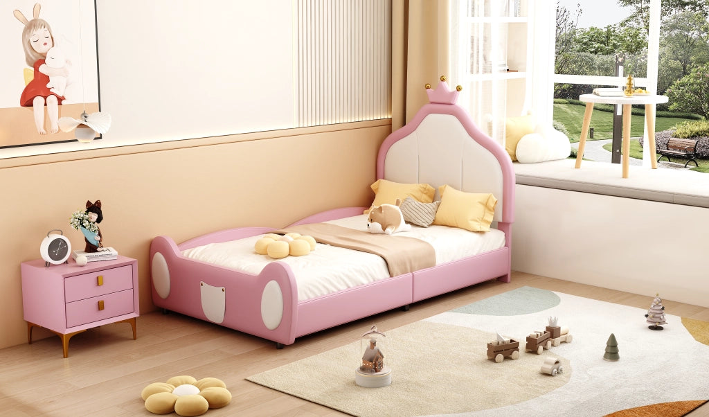 letto imbottito ecopelle rosa 90 x 200 cm