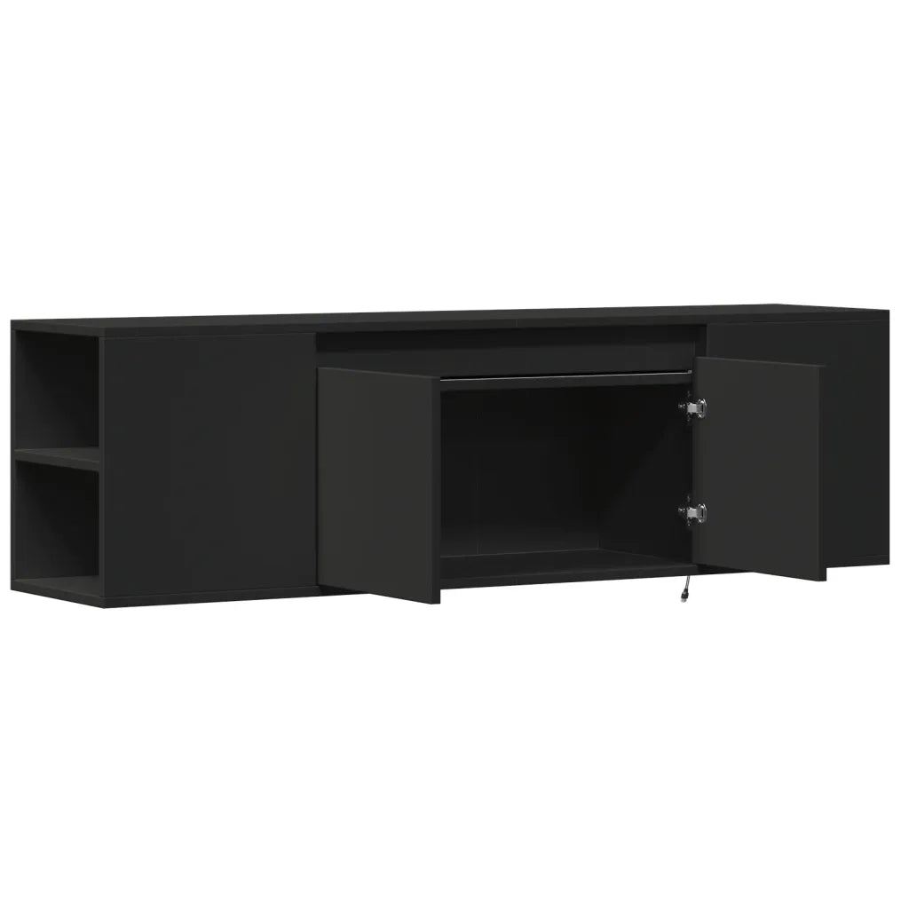 Mobile TV a Parete con Luci LED Nero 135x31x39,5 cm