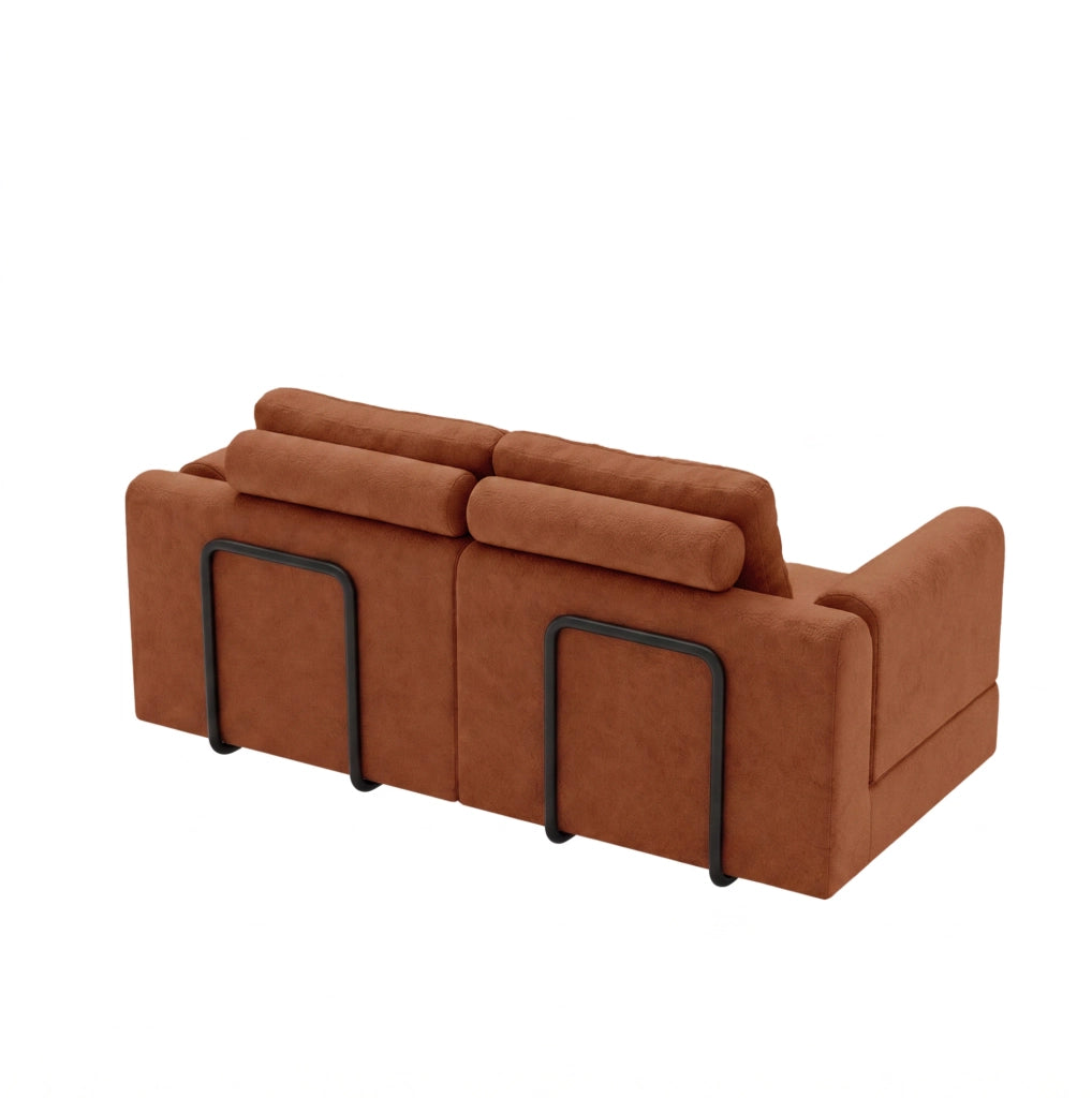 Divano letto convertibile in flanella marrone; 93 x 37 x 37 cm