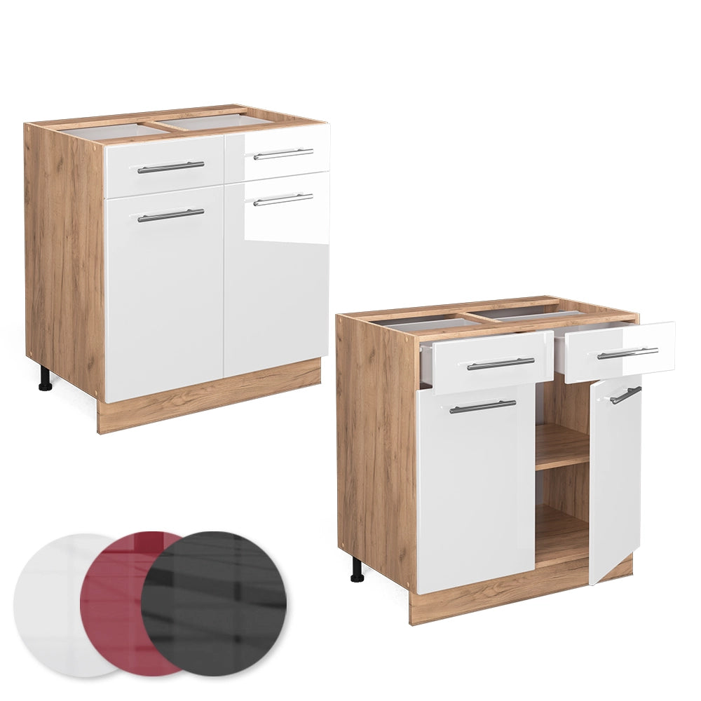 Vicco Mobiletto base per cucina Bianco lucido 80 cm senza piano di lavoro
