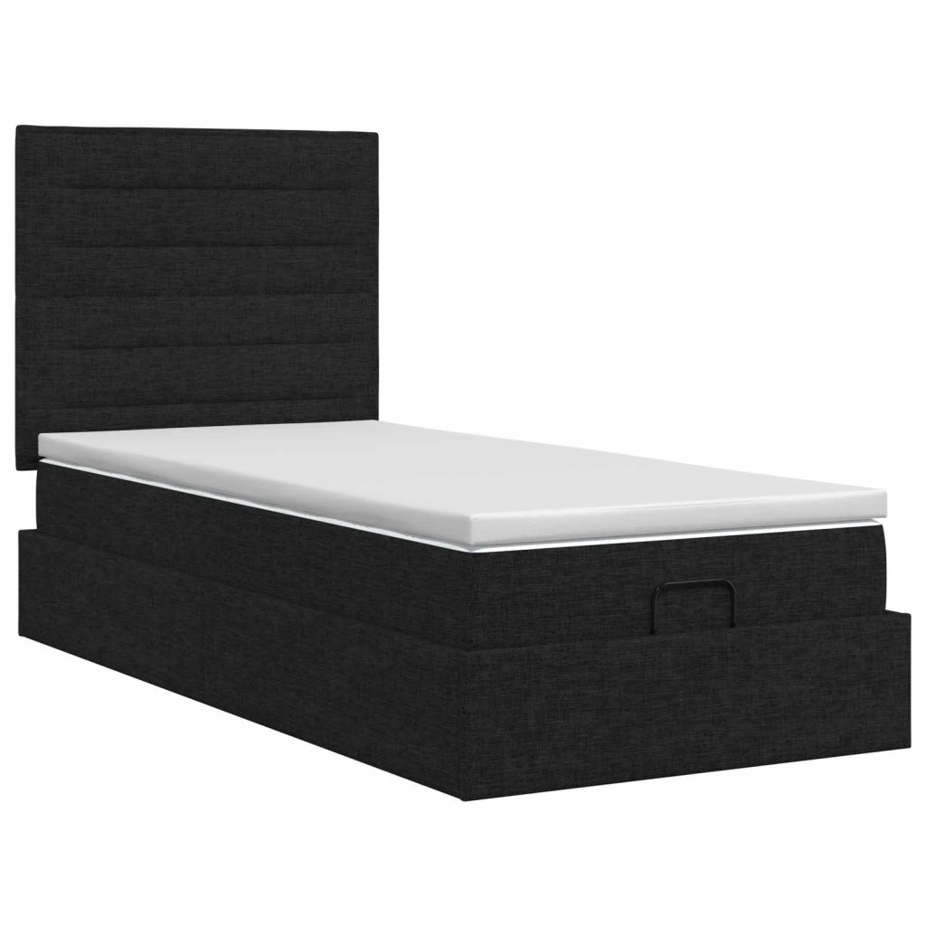Letto ottomano con materasso Nero 80 x 200 cm Tessuto 3457364