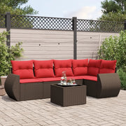 Set Divani da Giardino 6 pz con Cuscini Marrone in Polyrattan 3221343