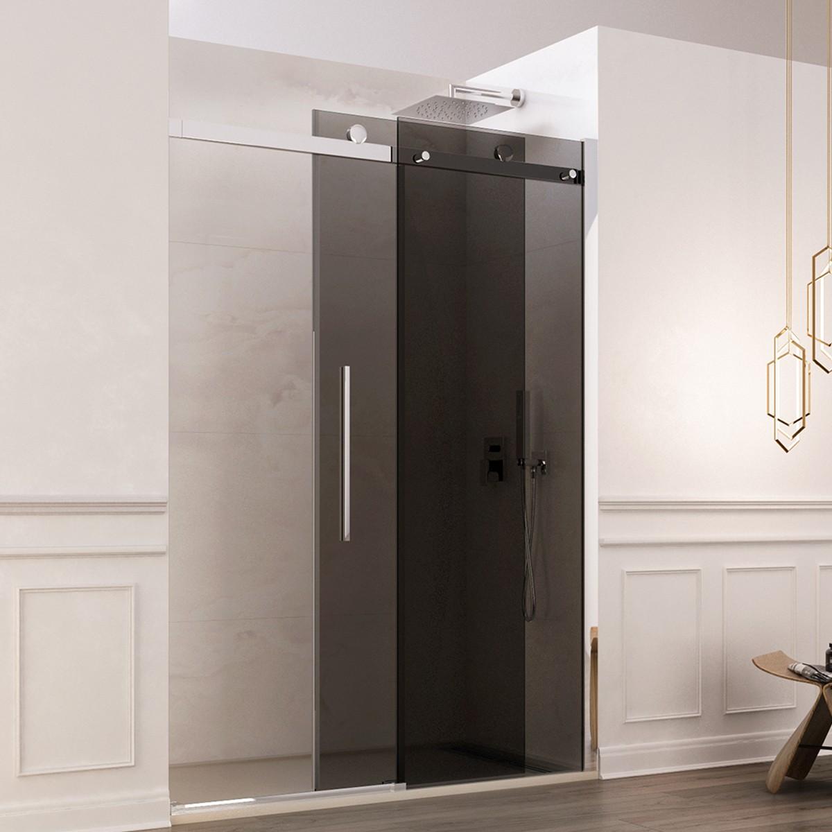 Porta Parete Doccia 120 cm 1 Anta Scorrevole in Cristallo Fumè 8mm H195 Bonussi Livia