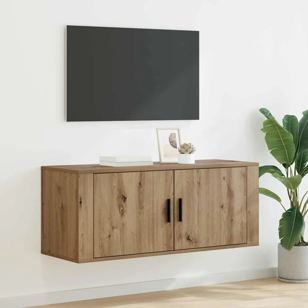 Mobile TV da parete-Mobile TV a Muro-Credenza TV Rovere artigianale 100 x 34,5 x 40 cm