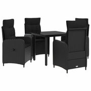 Set Tavolo da Salotto con cuscino con cuscino 5 pcs Nero