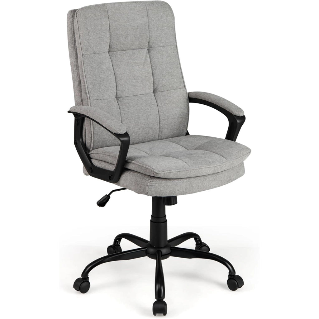 Sedia da ufficio ergonomica regolabile in altezza, Sedia da computer traspirante con ruote Grigio