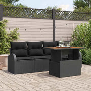 Set Divano da Giardino con archiviazione 5 pcs Nero Poly Rattan 3358256