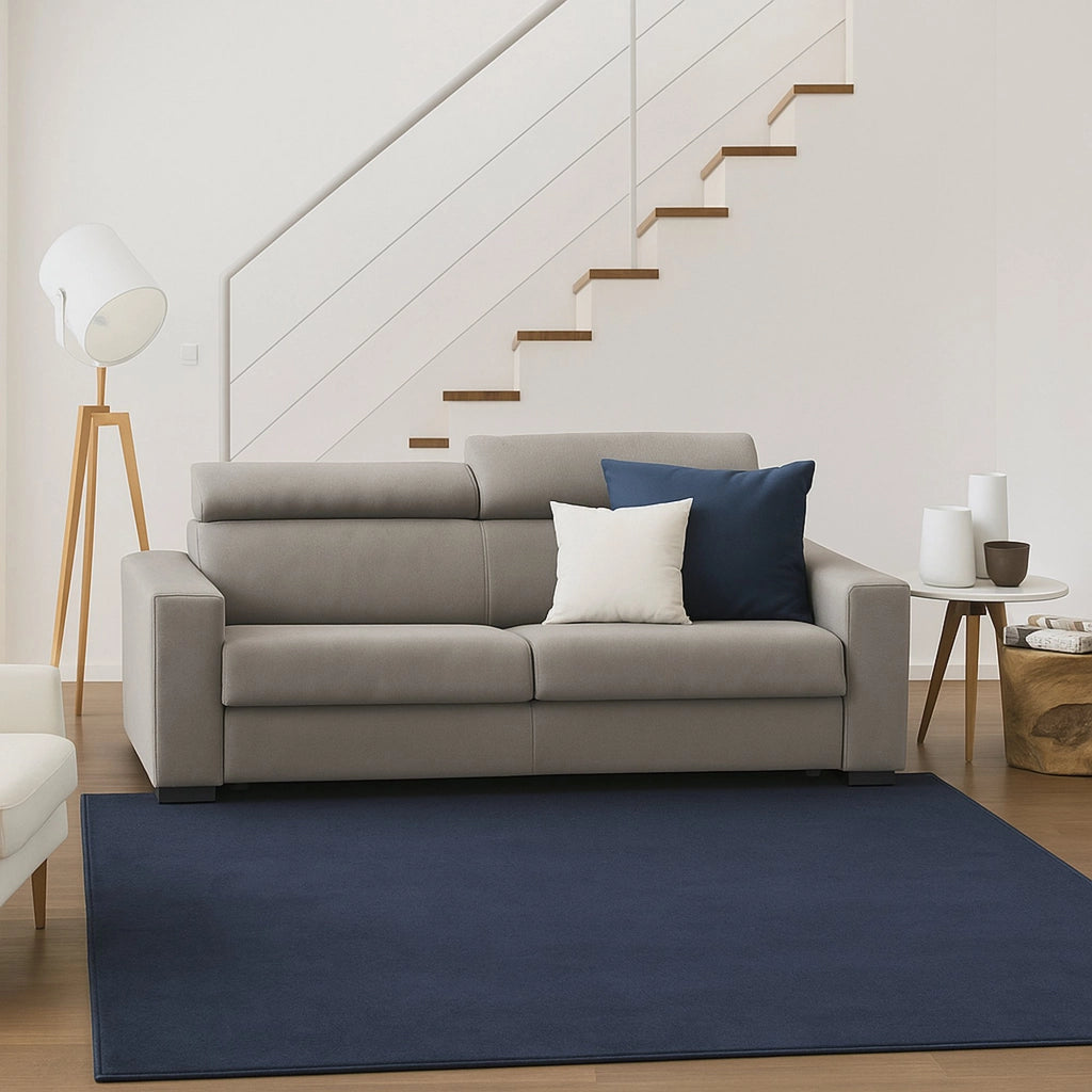 Divano fisso Schiavo, Divano a 2 posti Large, Made in Italy, SofÒ  Soggiorno, in tessuto imbottito, con poggiatesta regolabili e Braccioli standard, cm 200x95h85, Tortora