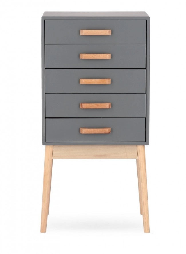 Cassettiera 5 Cassetti Legno Grigio Moderna da Interno - EXCEPTIONAL