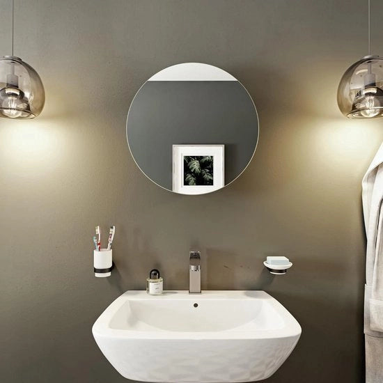 Cassettone Bagno in Acciaio Inossidabile con Specchio Sferico