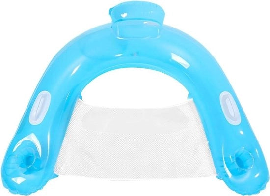 Ring per bagno galleggiante con contenitore per bicchieri e guaina pneumatica - Materasso per bagno portatile (blu)