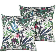 Set di 2 cuscini in velluto verde crema 45 x 45 cm motivo foglie stile boho soggiorno camera da letto