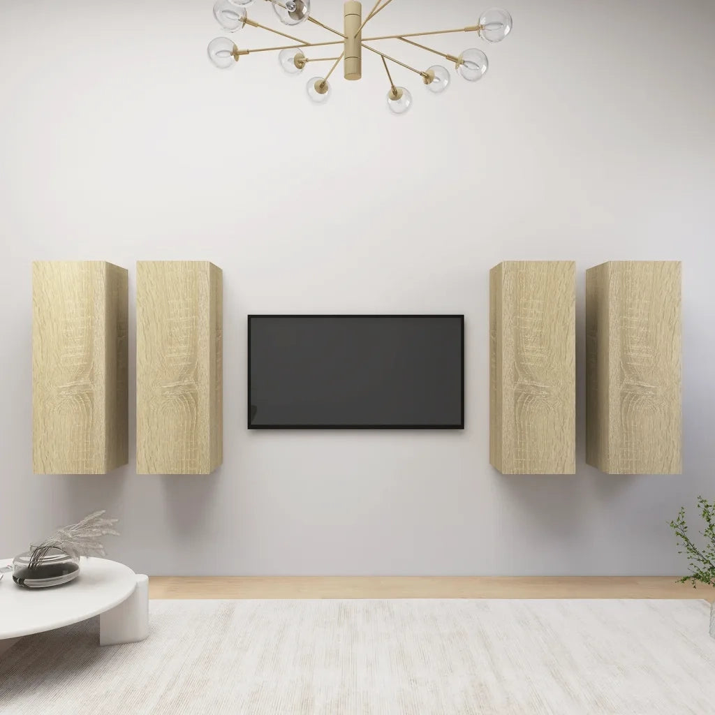 Mobili TV 4 pz | Armadietto TV | Mobile Porta TV Rovere Sonoma 30,5x30x90 cm in Legno Multistrato