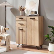 Credenza Noppen con Cassetti e Ante Mobile Contenitore 100x80x38 cm - Effetto Rovere [en.casa]