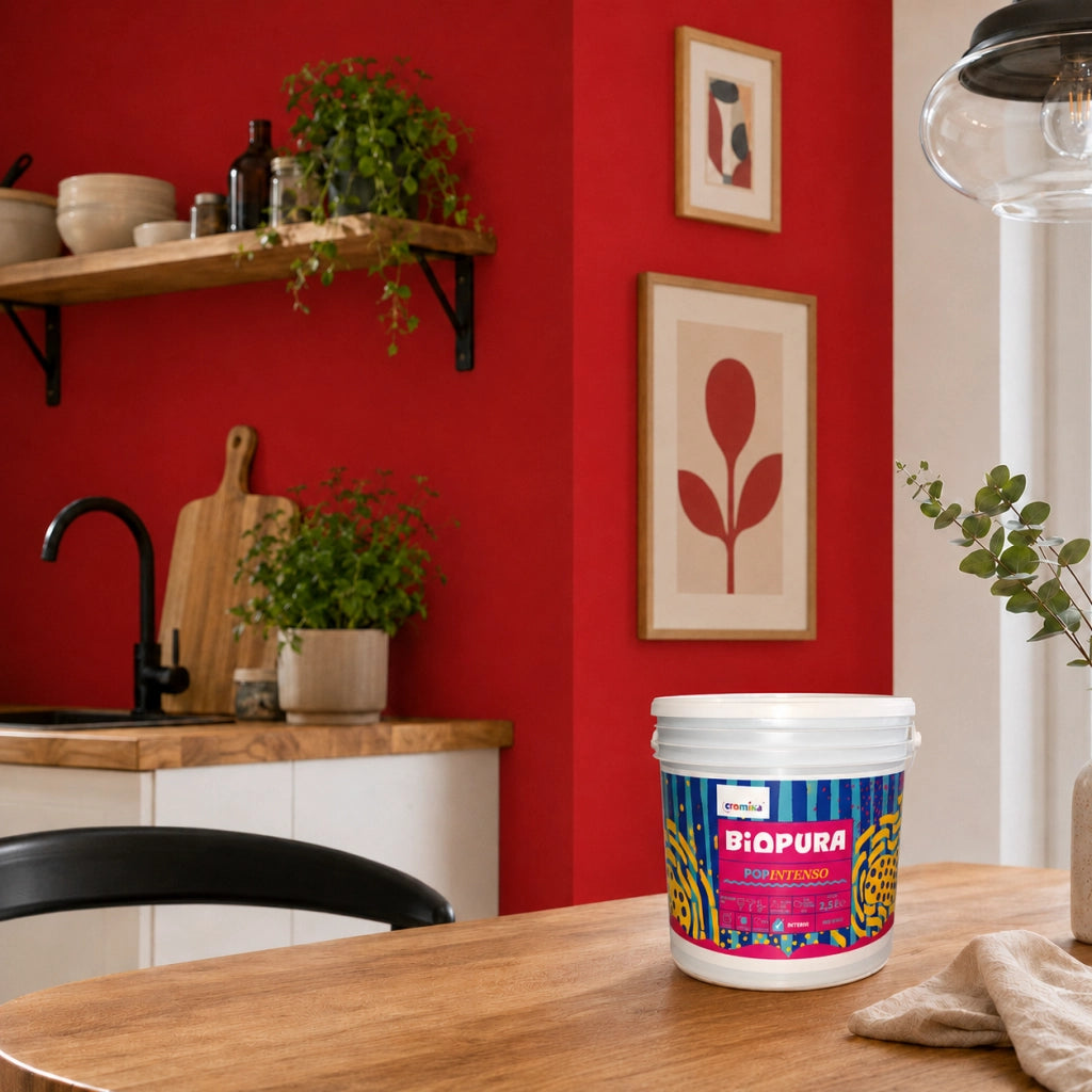 Popintenso palestra e decori interni pittura murale lavabile e coprente cromika *** formato 2.5 lt, colore- rosso mag...