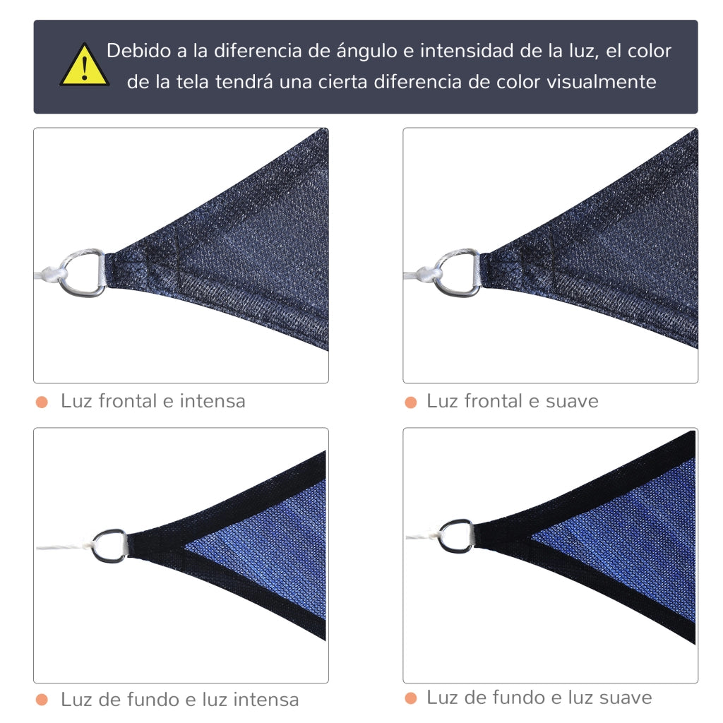 Toldo Vela Rettangolare 4x6 m ¨C zephmum ¨C Blu per Giardino Patio con Anelli Acciaio Inox