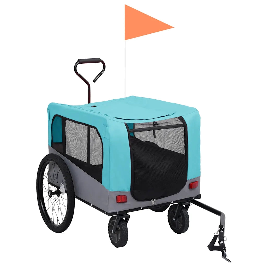 Rimorchio Bici per Animali Carrello Jogging Blu e Grigio cod mxl 64599