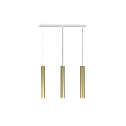 Lampadario Industrial-Minimal Xeana Metallo Bianco Ottone 3 Luci Gu10