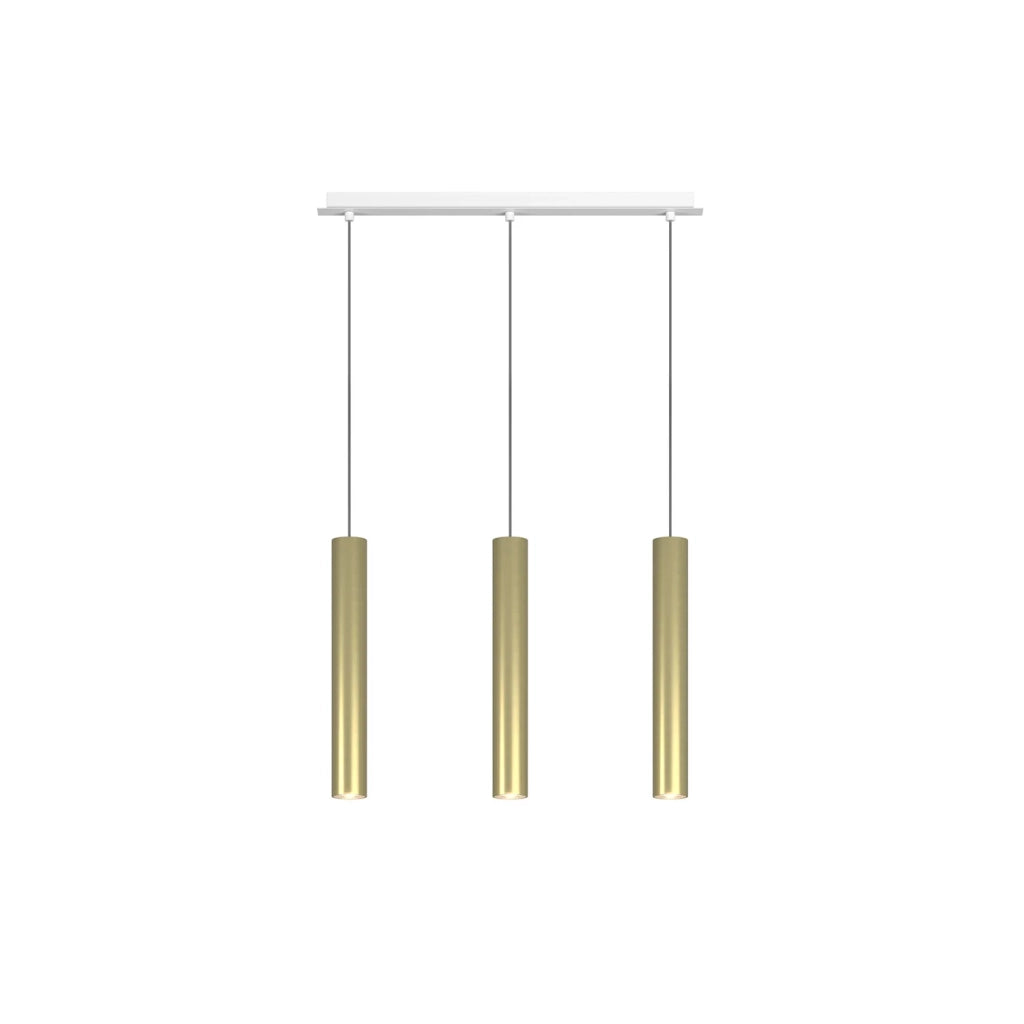 Lampadario Industrial-Minimal Xeana Metallo Bianco Ottone 3 Luci Gu10