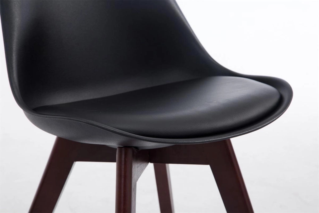Sedia Borneo in similpelle nero,noce