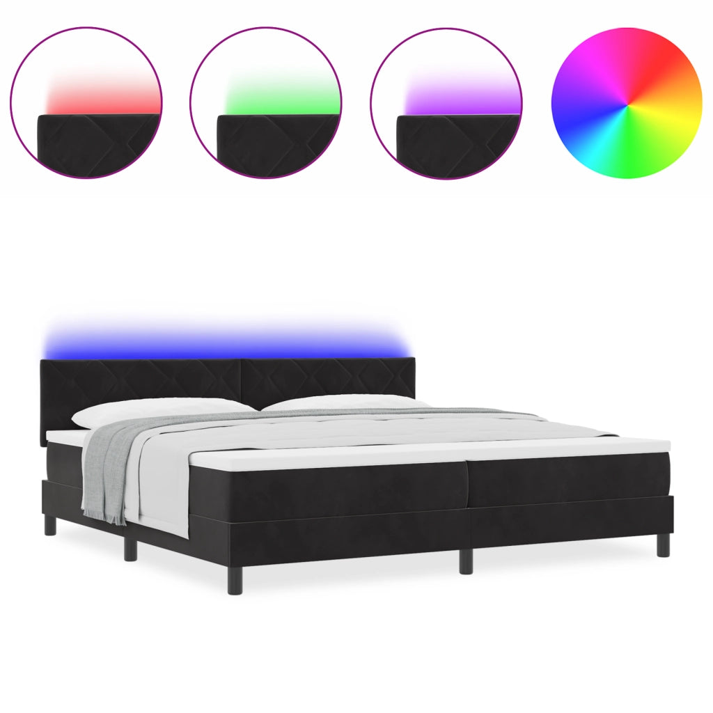 Letto a Box con Materasso e LED Nero 200x200 cm Velluto