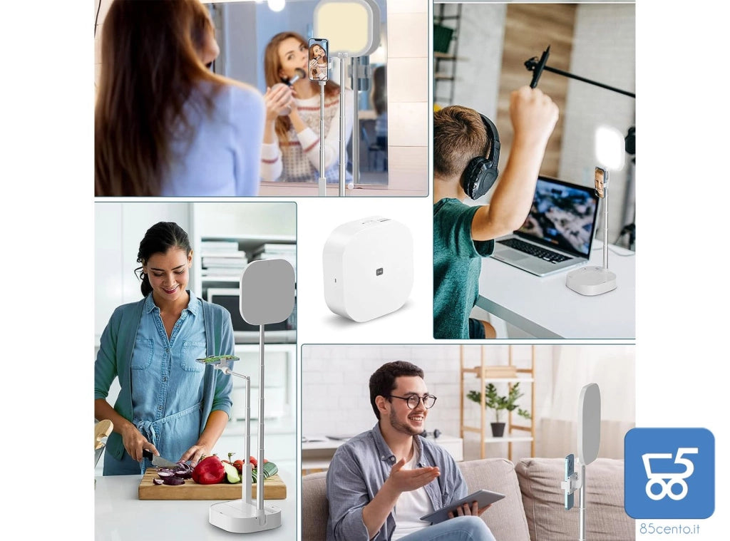 Supporto per telefono portatile wireless Luce di riempimento a LED dimmerabile pieghevole con telecomando - Confezione rovinata