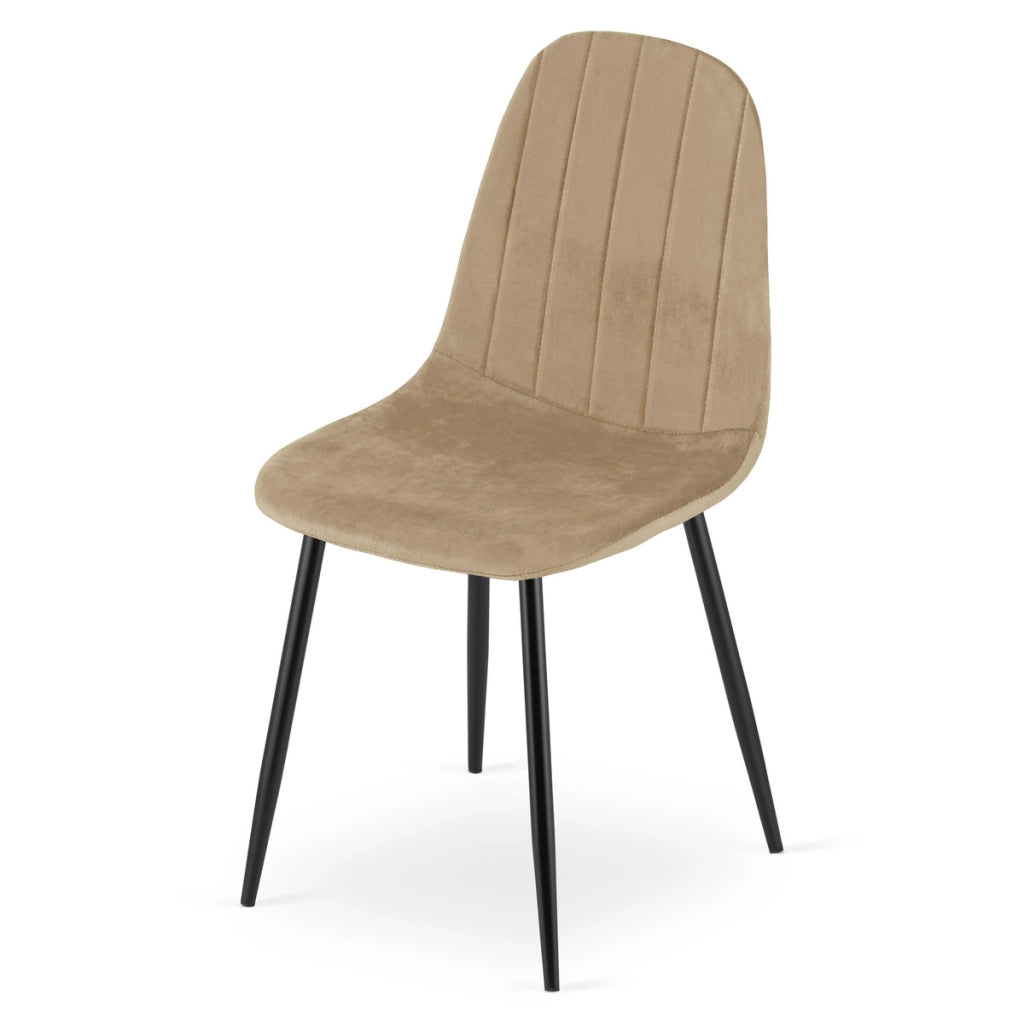 Set di 4 sedie Padva in velluto marrone con gambe nere