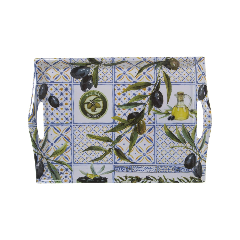 Vassoio rettangolare in melamina con maniglie, dimensioni 4 x 25 x 35 cm, piccolo